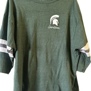 Michigan State Spartans 2/4 sleeve T-Shirt with White Stripes, Large
